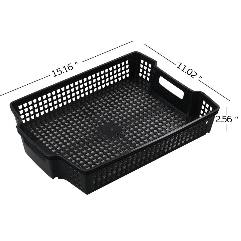 Qqbine Stackable Kitchen Office Desk File Basket Trays  Black  6 Packs - Image 3